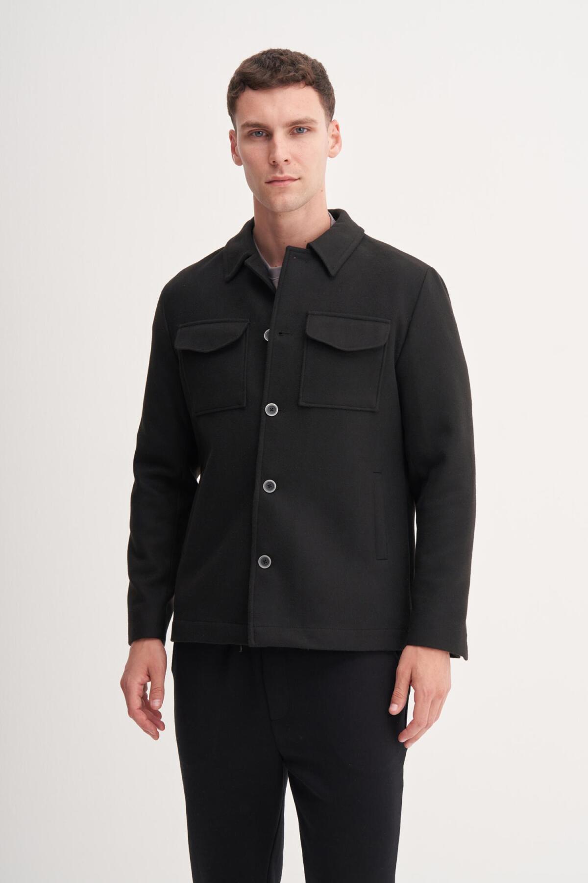 Kaşe Kumaş Slim Fit Premium Mont-13235 — طلایی
