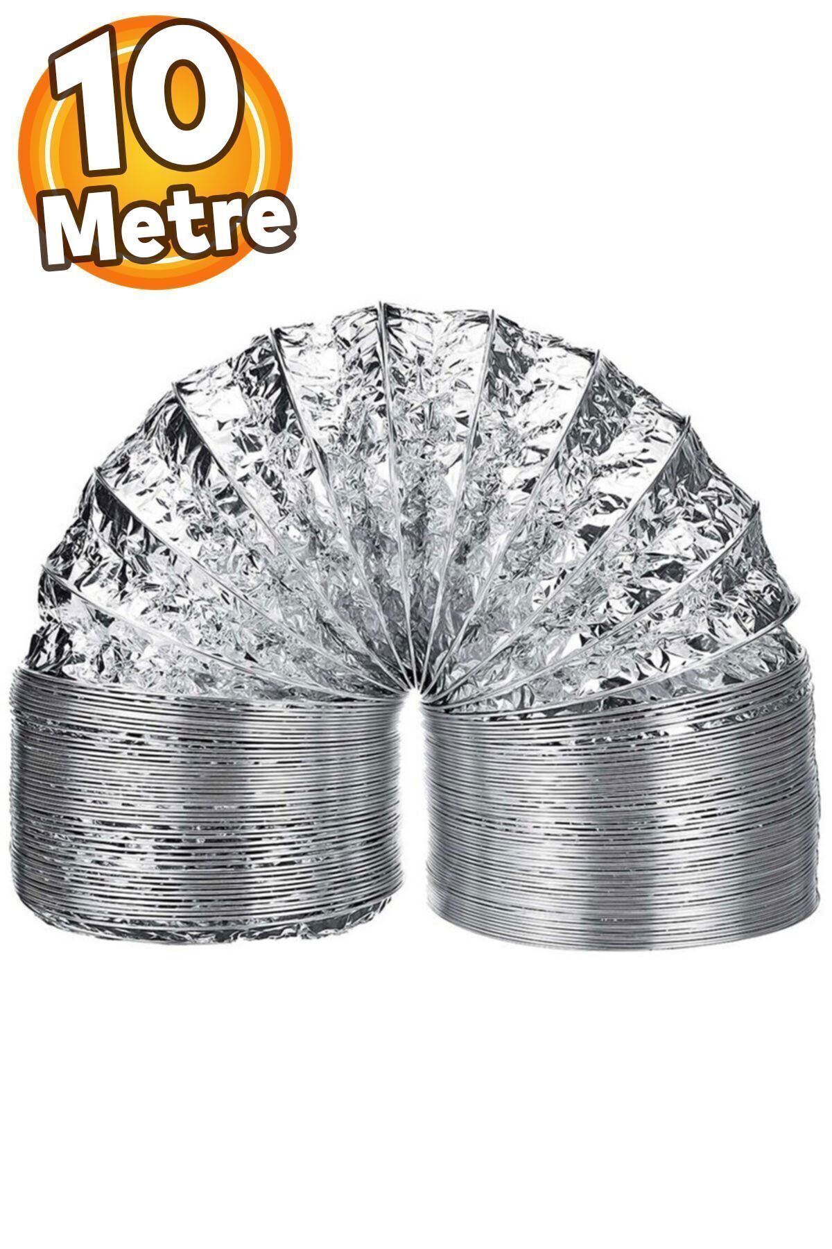 AKBELLİ GROUP Aspiratör Davlumbaz Borusu 10 Metre Telli Kopmayan Baca Flexible Alüminyum Havalandırma Borusu