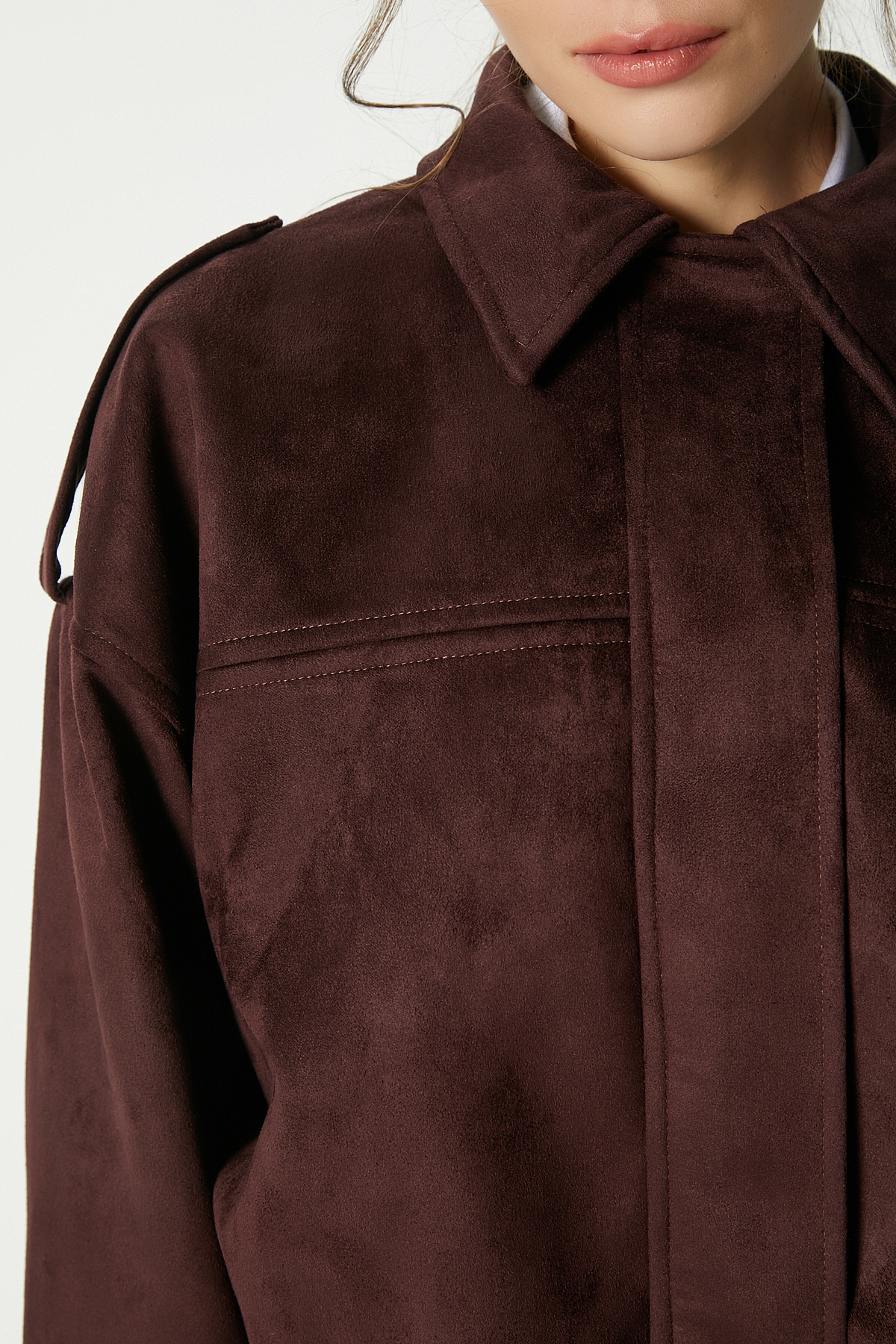 Ritnice  Kadın Rodney Süet Etkili Mürdüm Bomber Ceket - Görsel 5