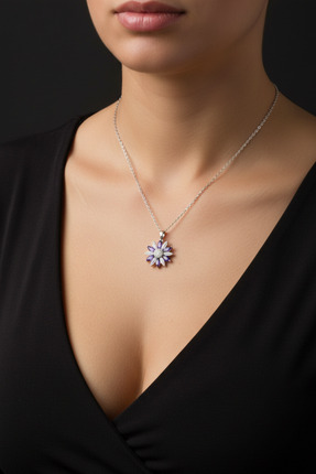 Parmas Design Lotus Çiçeği Ametist 925 Ayar Gümüş Kadın Minimal Kolye