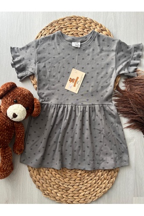 Bonibo Kids Papatya Desenli Kolları Fırfırlı Kız Çocuk Elbise