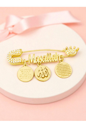 LITTLELUXE 925 Ayar Gümüş Bebek Maşallah İğnesi, Maşallah Yazılı Bebek İğnesi...