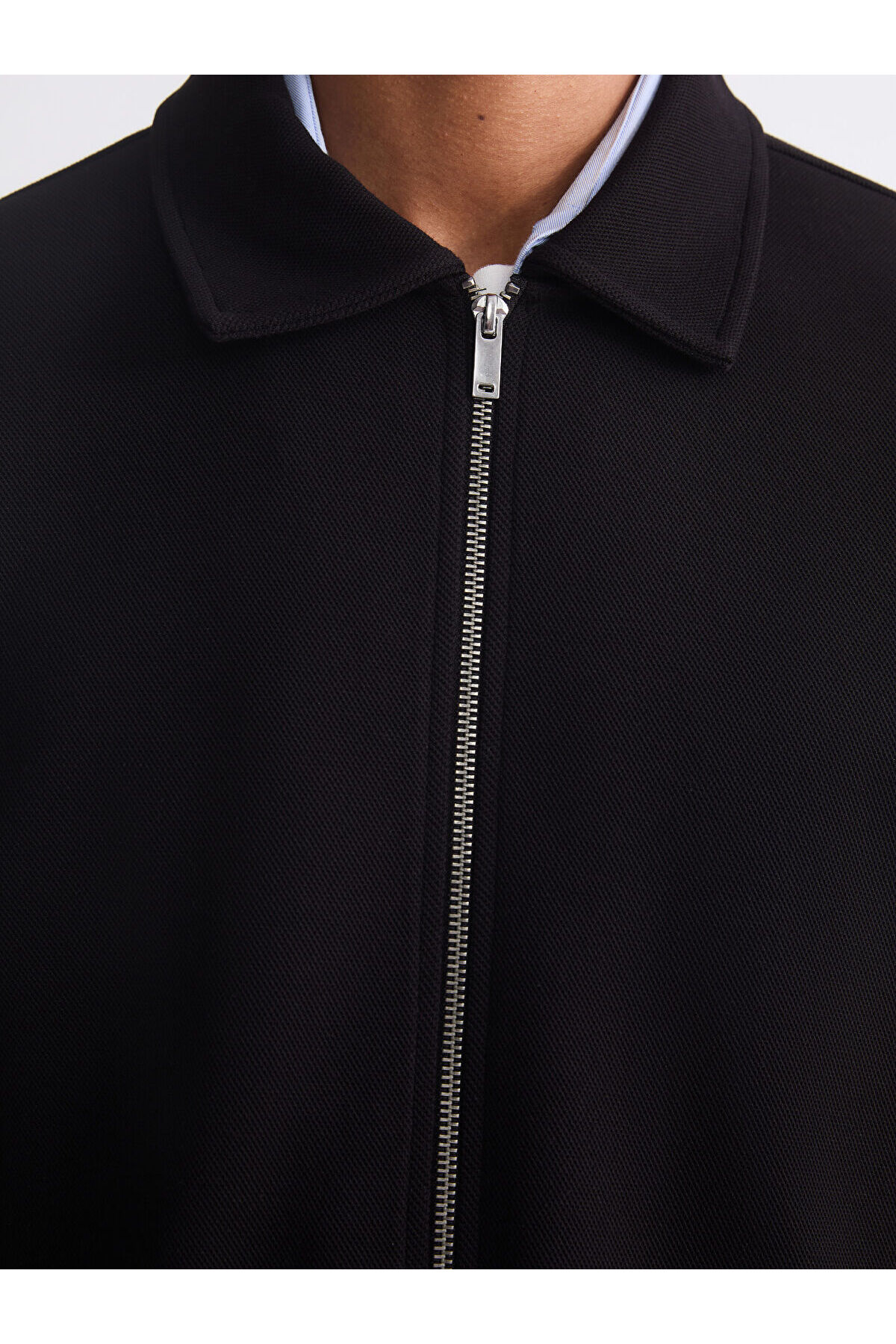 LC Waikiki Siyah Standart Kalıp Polo Yaka Erkek Fermuarlı Sweatshirt görsel 3
