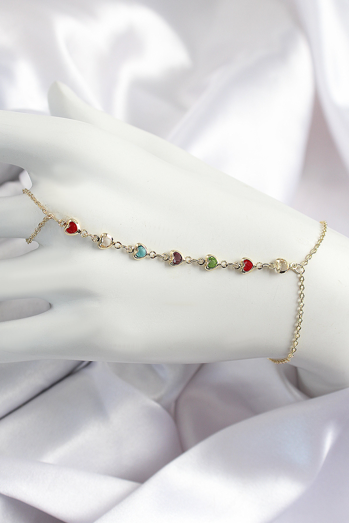 Skygo Pirinç Renkli Kalpli Zirkon Taşlı Y Model Gold Renk Kadın Şahmeran - TJ-SN680