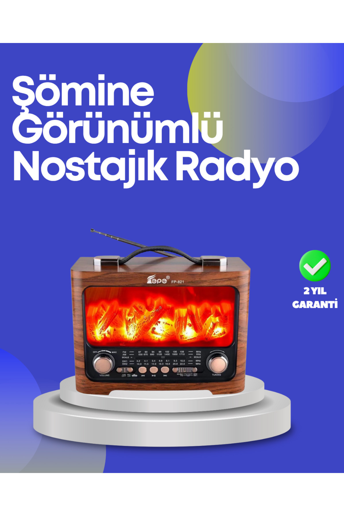 Bİ DÜNYA SHP Taşınabilir Kamp Hoparlörü – Solar Şarjlı, Şömine Efektli, 7W Güçlü Ses