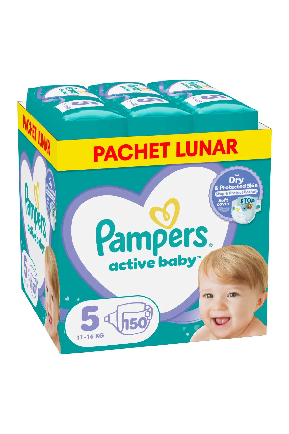 Pampers Scutece Active Baby 5 Junior XXL Box (11-16 kg), 150 buc
