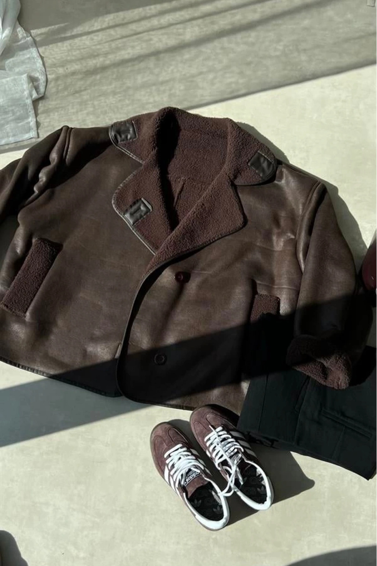 NET OF NOT  Else Acı Kahve Dokulu Süet Içi Peluşlu Oversize Zr Model Mont - Görsel 6