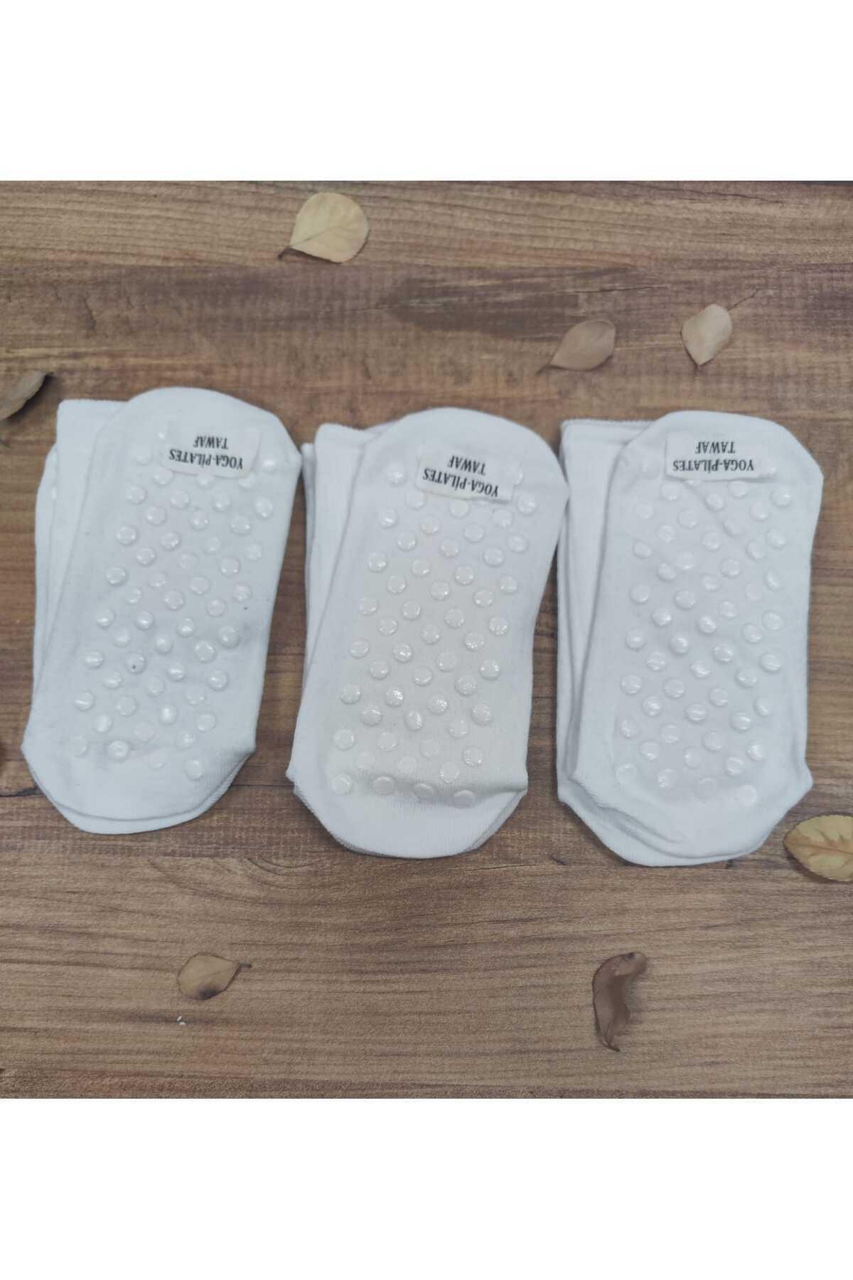 erceys 4 Çift Kadın Taban Altı Abs Baskılı Kaydırmaz Çorap Plates Tavaf Klasik Soket