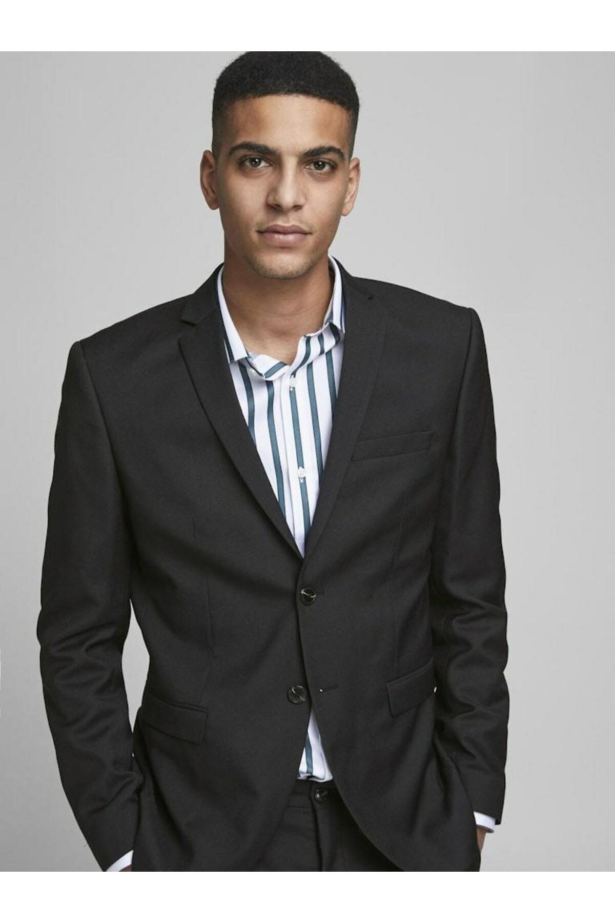 کت و شلوار مردانه راسته فاق نرمال آستین استاندارد | جک اند جونز Jack & Jones 12148166-Black - تصویر 5