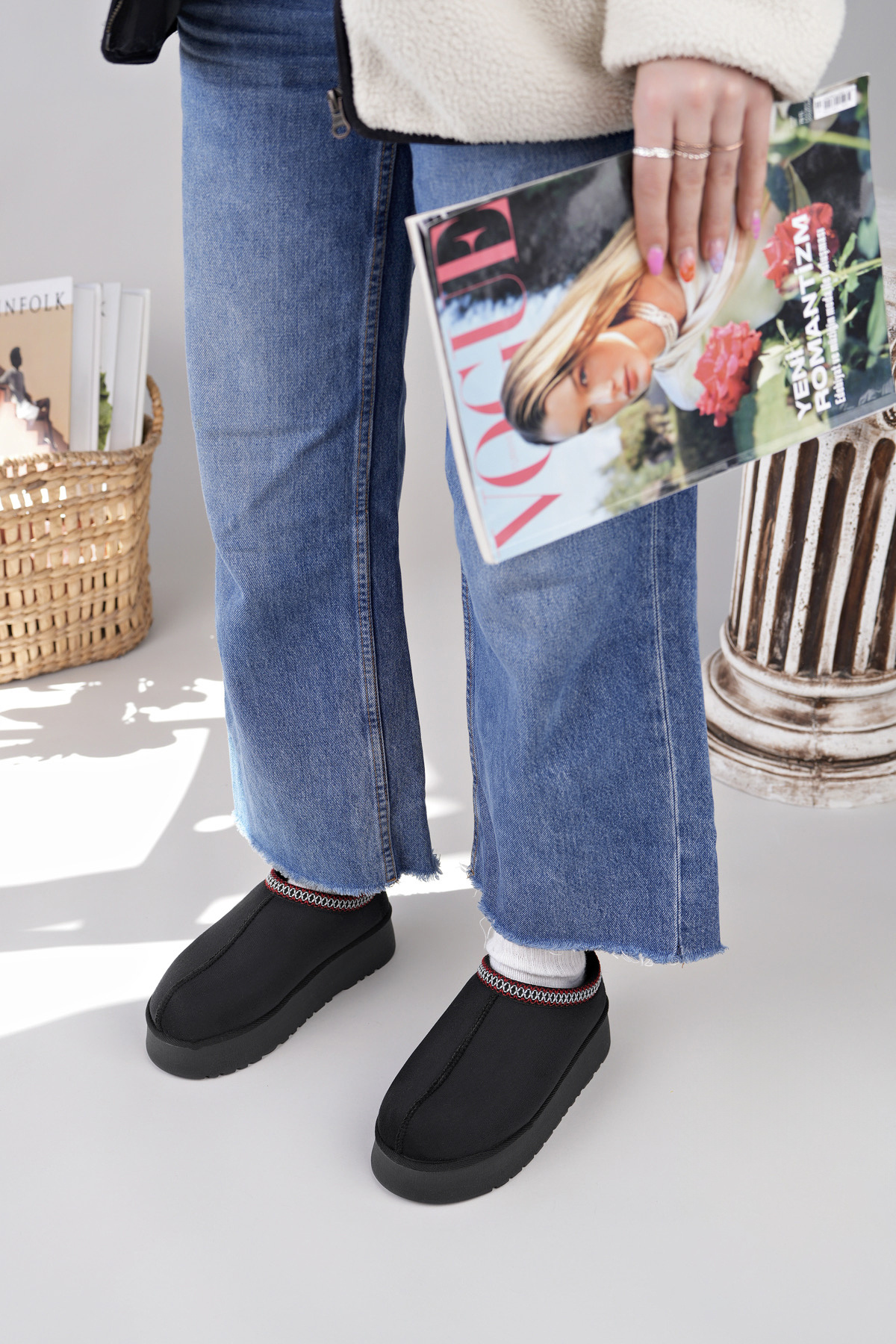 Freemax Дамски леки мини пантофки с висок ток и подплата, черни