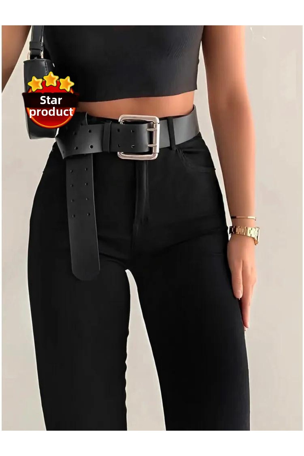 polle Blugi skinny jet black - model sculptant, cu curea (nu este inclusă)