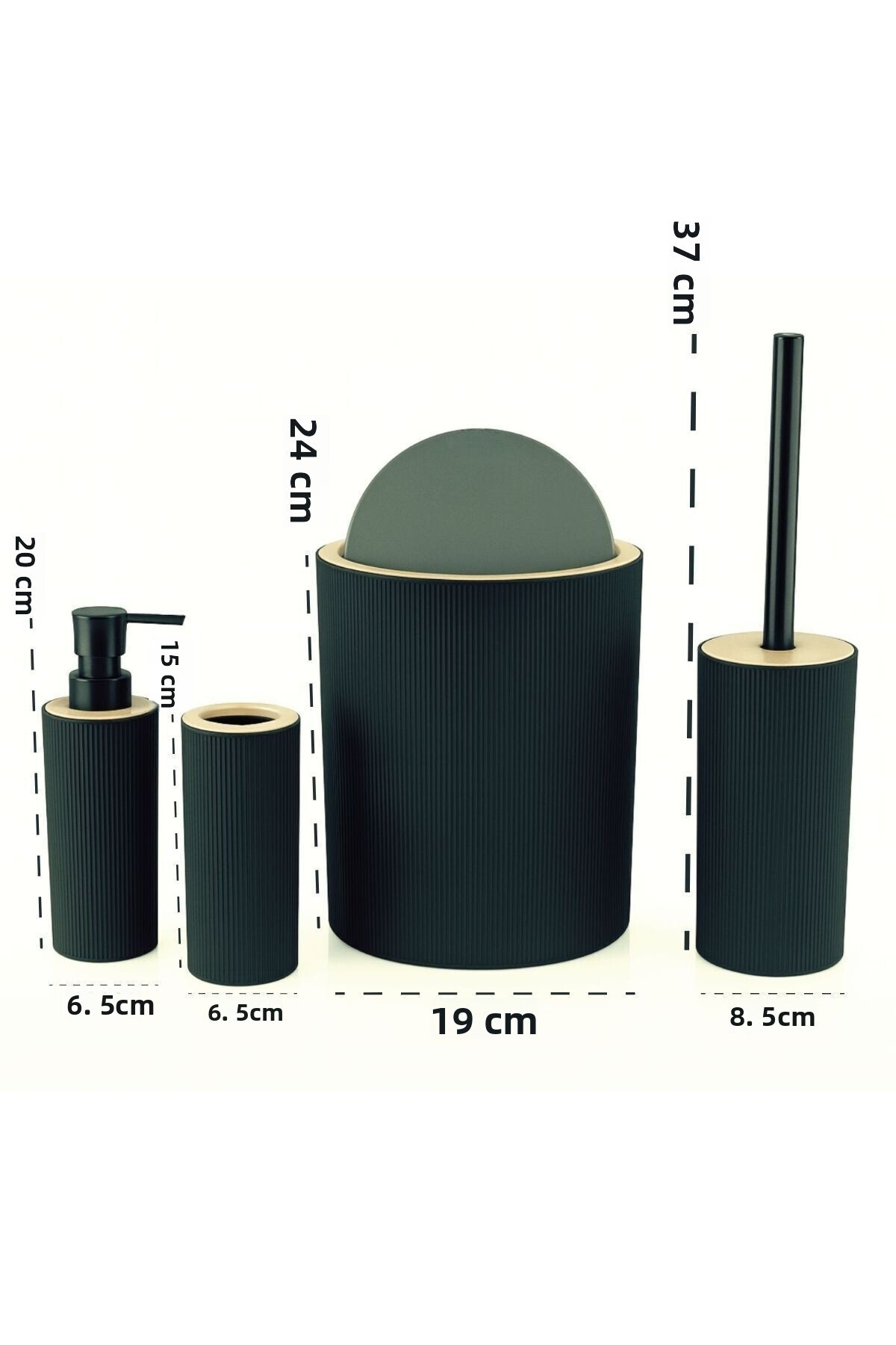 ARVALE Quardi Bathroom Set Modern Striped - 7 Liter Bucket 4 Piece Bathroom Trash Can Set