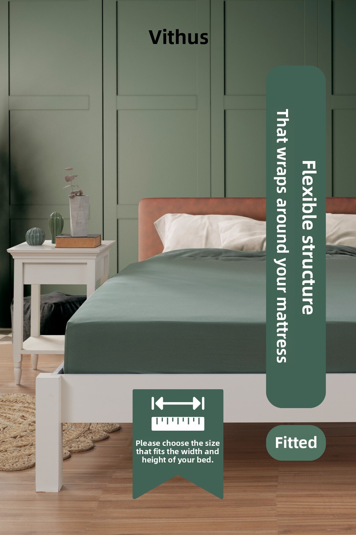 Vithus 100% памучен еластичен чаршаф за единично, двойно и кралско легло