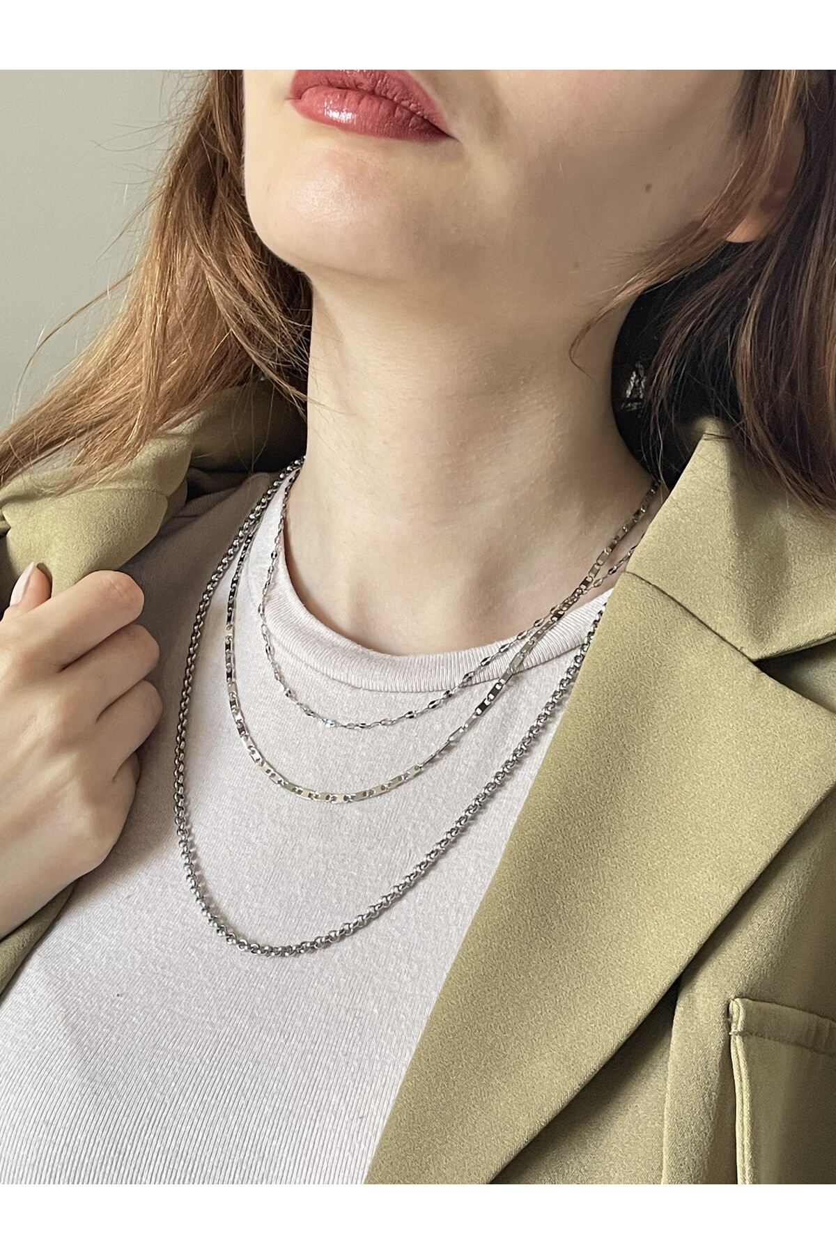 Women's Silver Color Steel Necklace Stellar Grace Sway Glow Alora Grace Triple Set