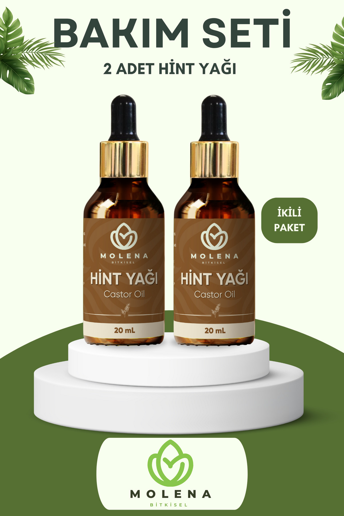 MOLENA BİTKİSEL Hint Yağı Bakım Seti - 2 x 20 ml - Genel Bakım Seti