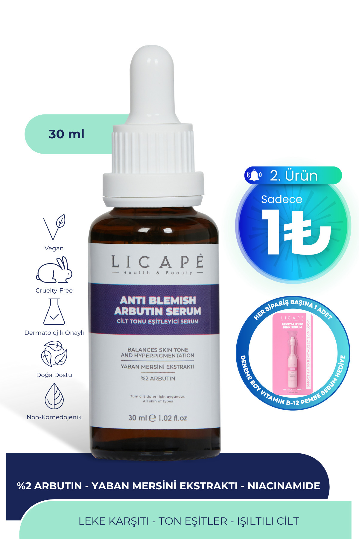 Licape Leke Karşıtı Cilt Tonu Dengeleyici %2 Arbutin Serumu