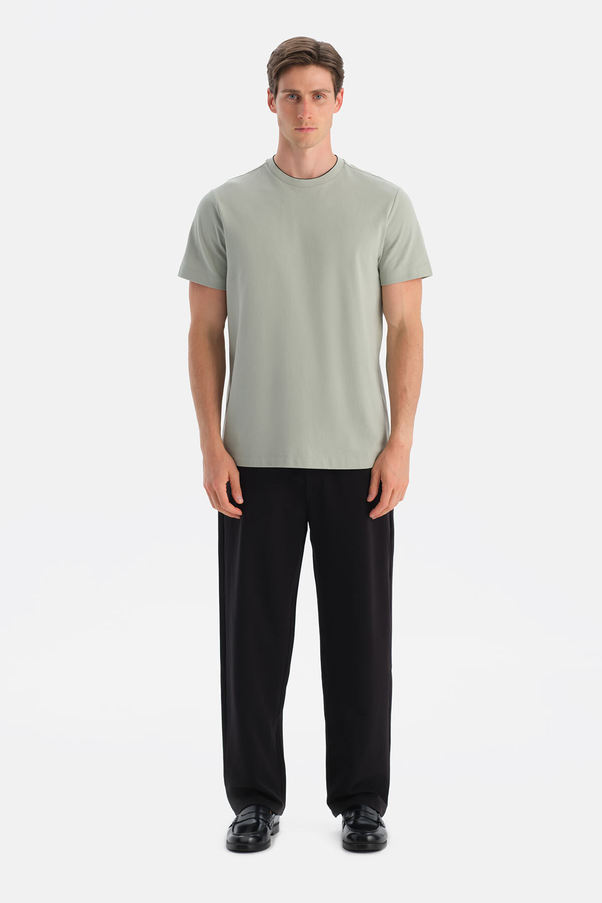 Dagi  Mint Yeşili Yakası Biyeli Kısa Kollu Regular Tişört - Görsel 5