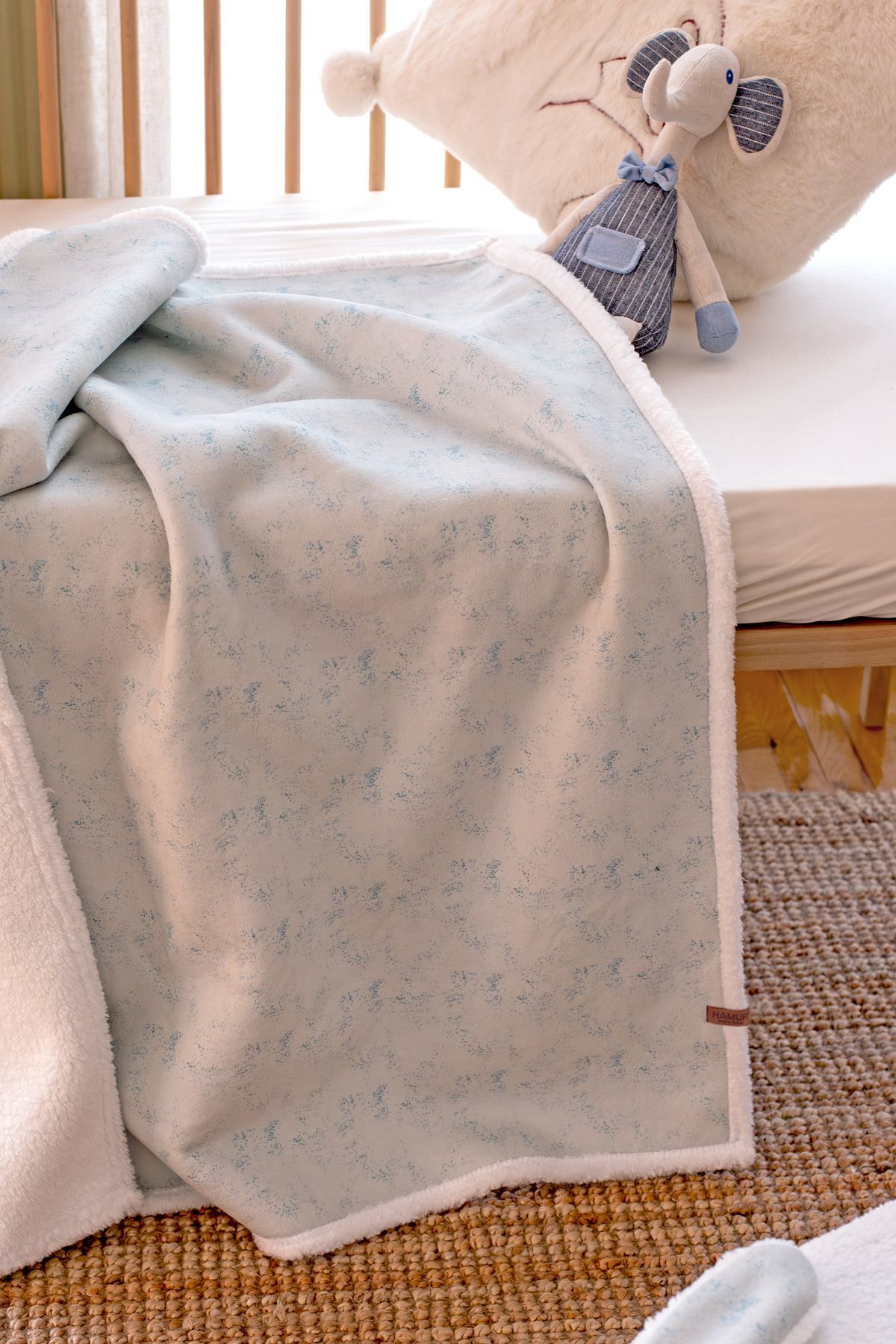 HAMUR Fluffy Bebek Battaniyesi 80x100 Solid Ç.Yeşil Kundak Puset Çift Taraflı Koyun Tüyü Battaniye 100x80 fotoğrafı 6 (önizleme)