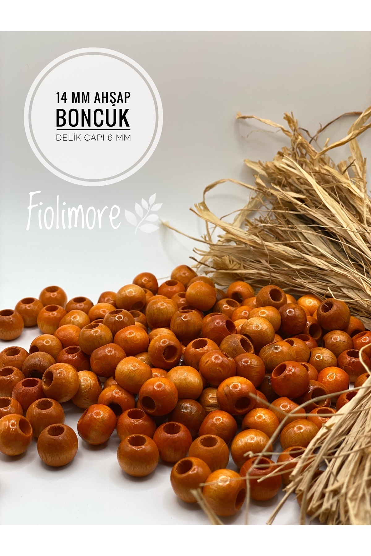 14mm Orange Wooden Beads (50g 47Pcs)Wide Hole Diameter 6mm Macrame Bag Bracelet Jewelry Colorful