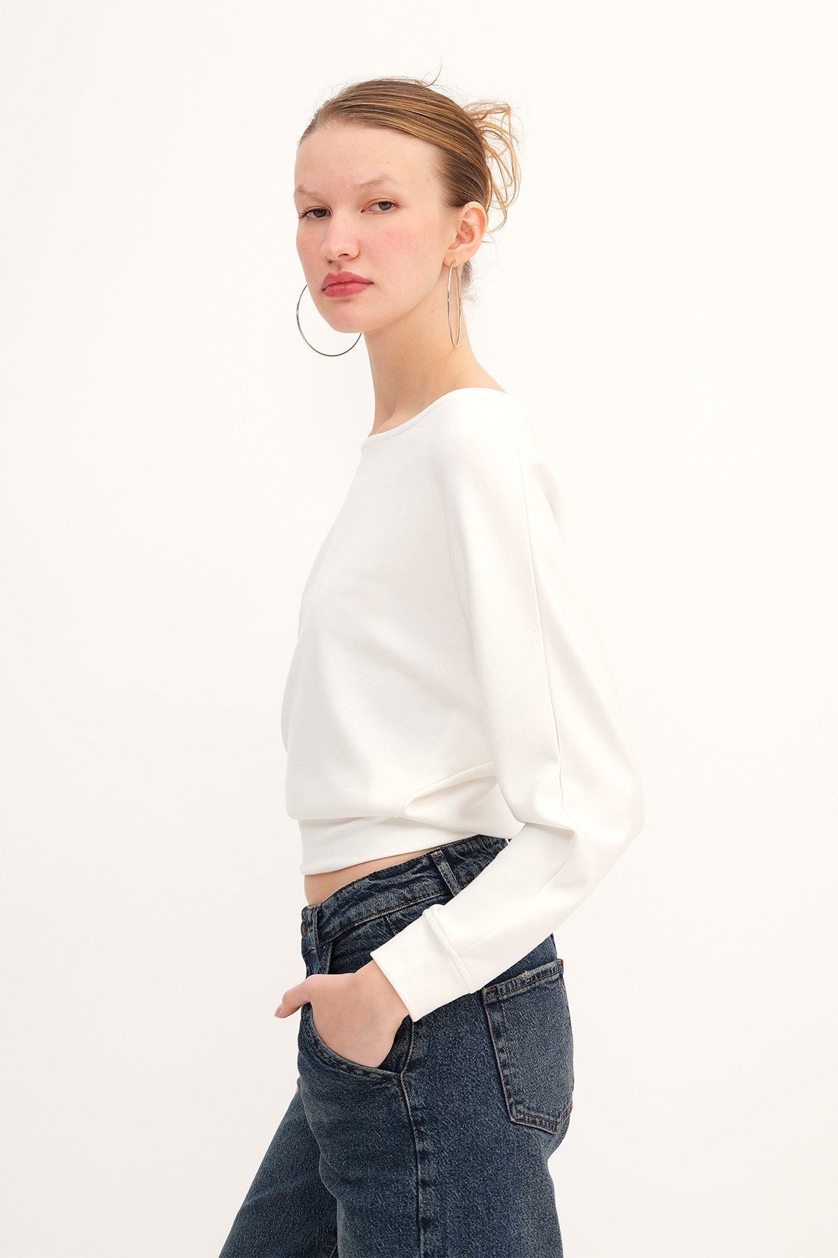 Addax Kayık Yaka Sweatshirt S4412 görsel 4