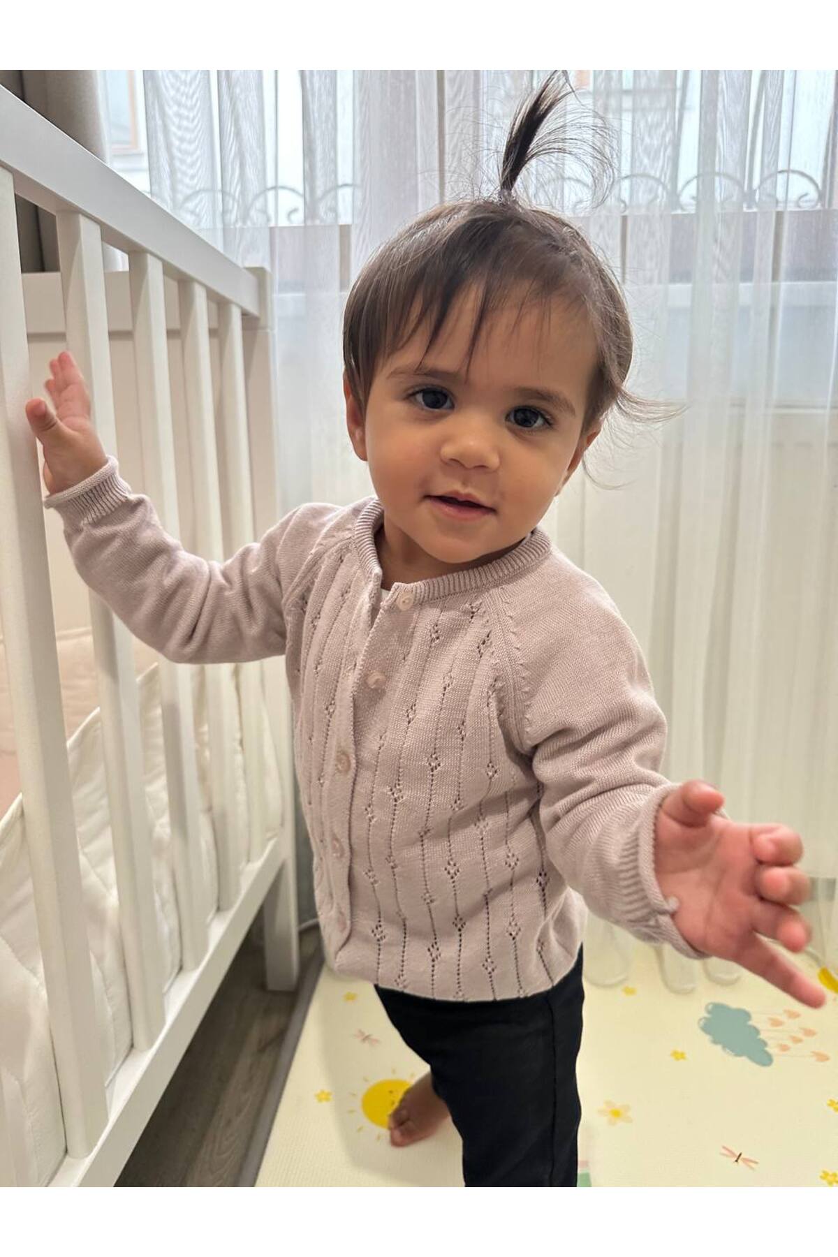 Minora Kız Bebek/Çocuk Ajur Hırka - Pudra fotoğrafı 5 (önizleme)