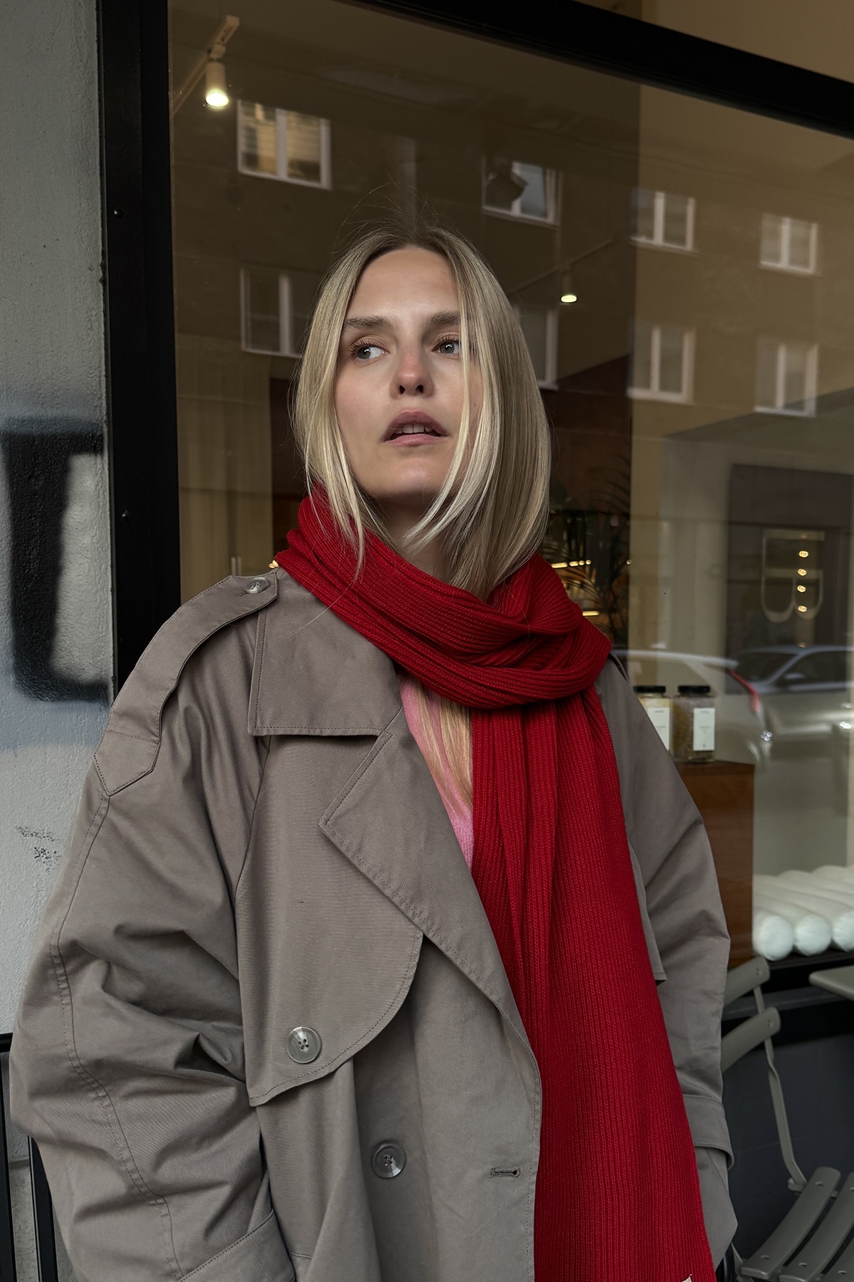 CHUBA  Kadın Selanik Triko Atkı Kırmızı 22WK271 - Görsel 3