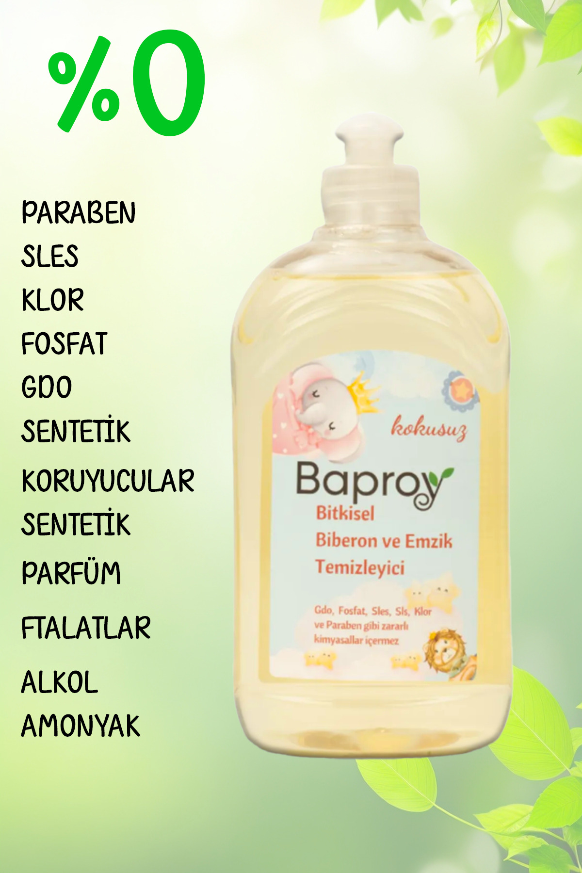 Baproy %100 Doğal Bebekler Için Bitkisel Çamaşır Deterjanı 1 Lt Bitkisel Biberon Emzik Temizleyici 500 ml fotoğrafı 3 (önizleme)