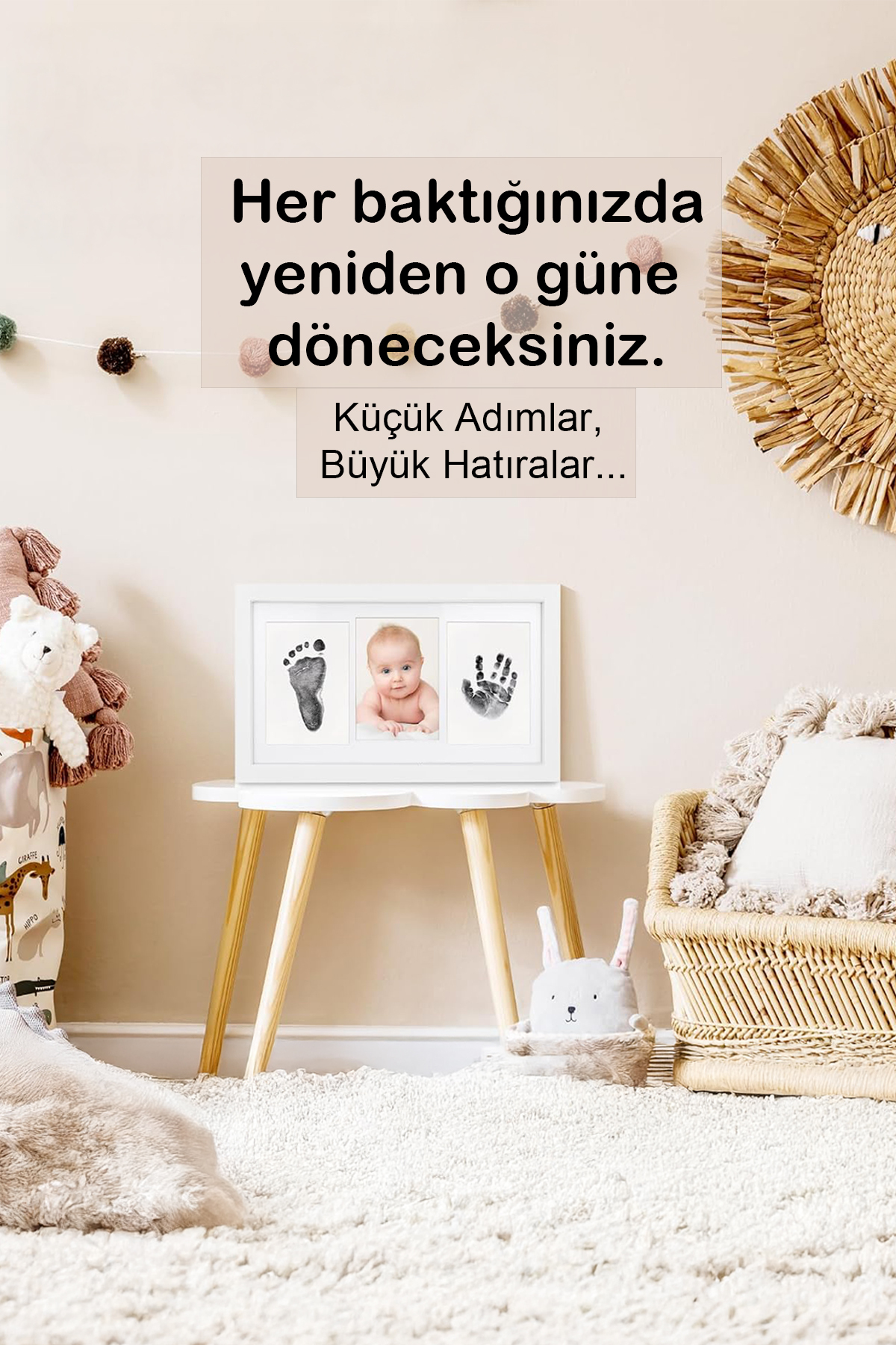 Moky Design Bebek El Ayak İzi Seti, Temassız Mürekkep Baskı Kiti (2 Adet) ve Yenidoğan Hediye Anı Çerçevesi fotoğrafı 6 (önizleme)