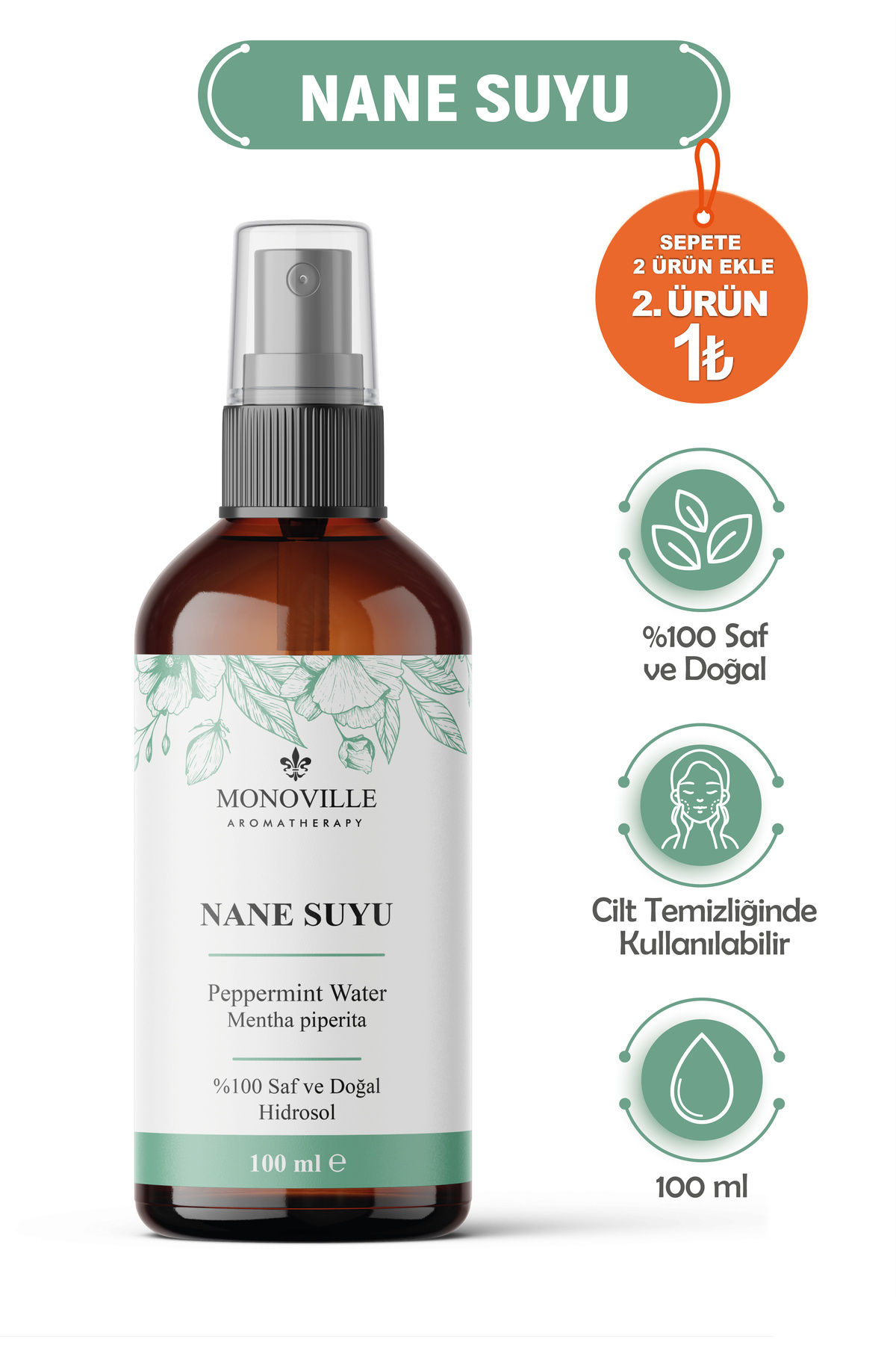 Monoville Nane Suyu Yastık Spreyi 100 ml ( Peppermint Water )