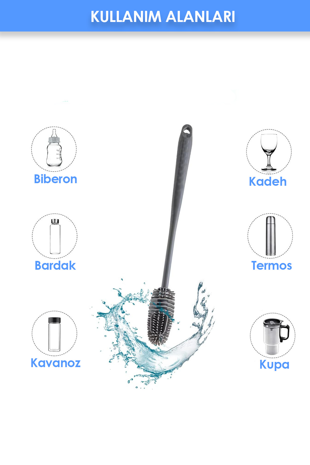 Beatitude Biberon Temizleme Fırçası Bardak Tabak Cam Şişe Yıkama Fırçası Termos Kavanoz Fırçası fotoğrafı 4 (önizleme)