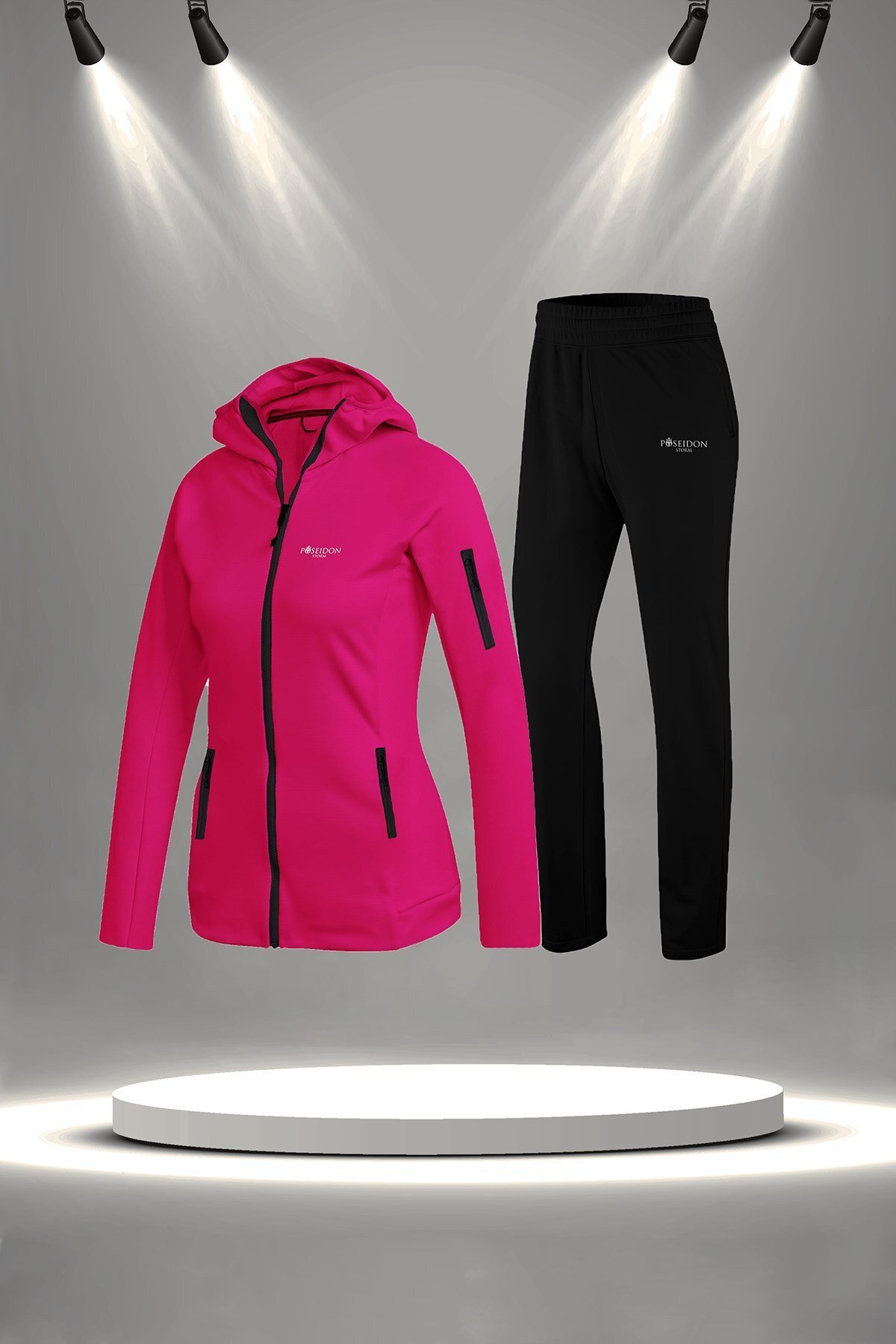 پوزایدون استورم ست لباس ورزشی شیک و تنفس‌پذیر زنانه از جنس پنبه شانه شده فوشیا مخصوص سوپرا (سایز تا 3XL)