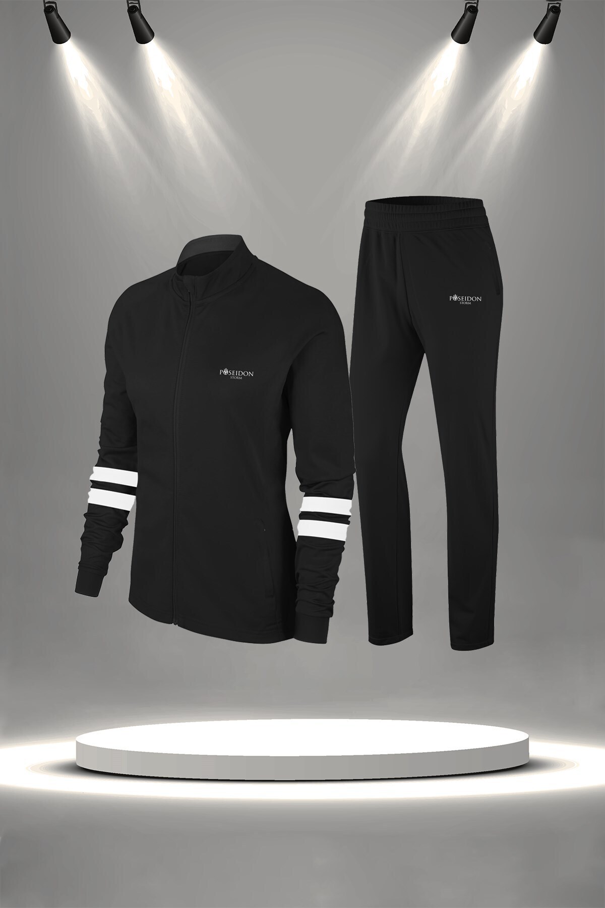 پوزایدون استورم ست لباس ورزشی شیک و تنفس پذیر زنانه سایز بزرگ مشکی جدید سوپرا نخی شانه شده (4XL-10XL)