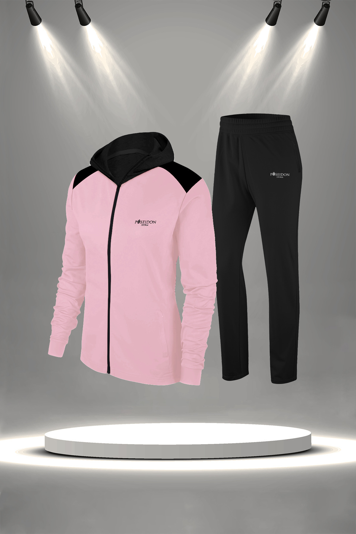 پوزایدون استورم ست لباس ورزشی زنانه سایز بزرگ، پودری، جدید، پنبه‌ای شانه شده، ضد عرق، طرح ویژه، سوپرا (4XL-10XL)