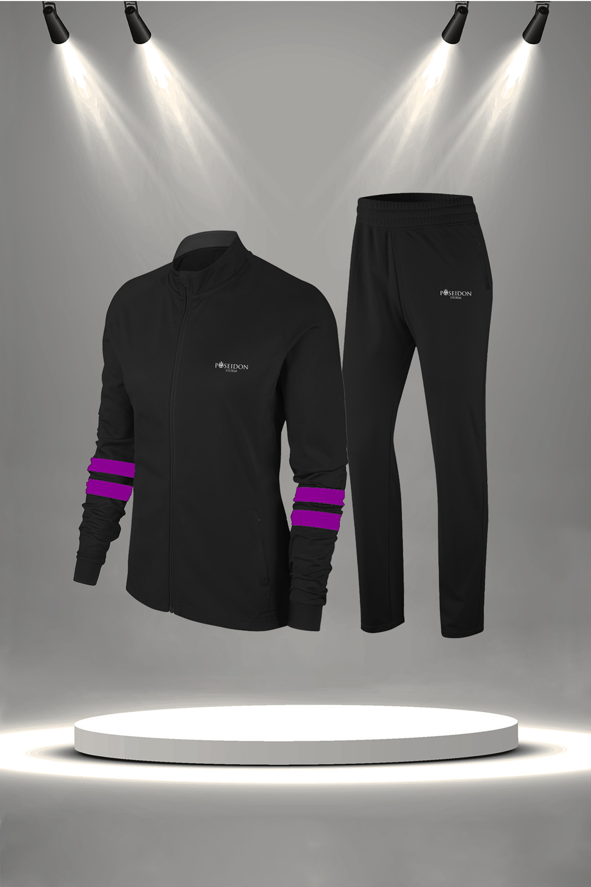 پوزایدون استورم ست لباس ورزشی زنانه سایز بزرگ مشکی جدید سوپرا، نخی شانه شده (4XL-10XL)