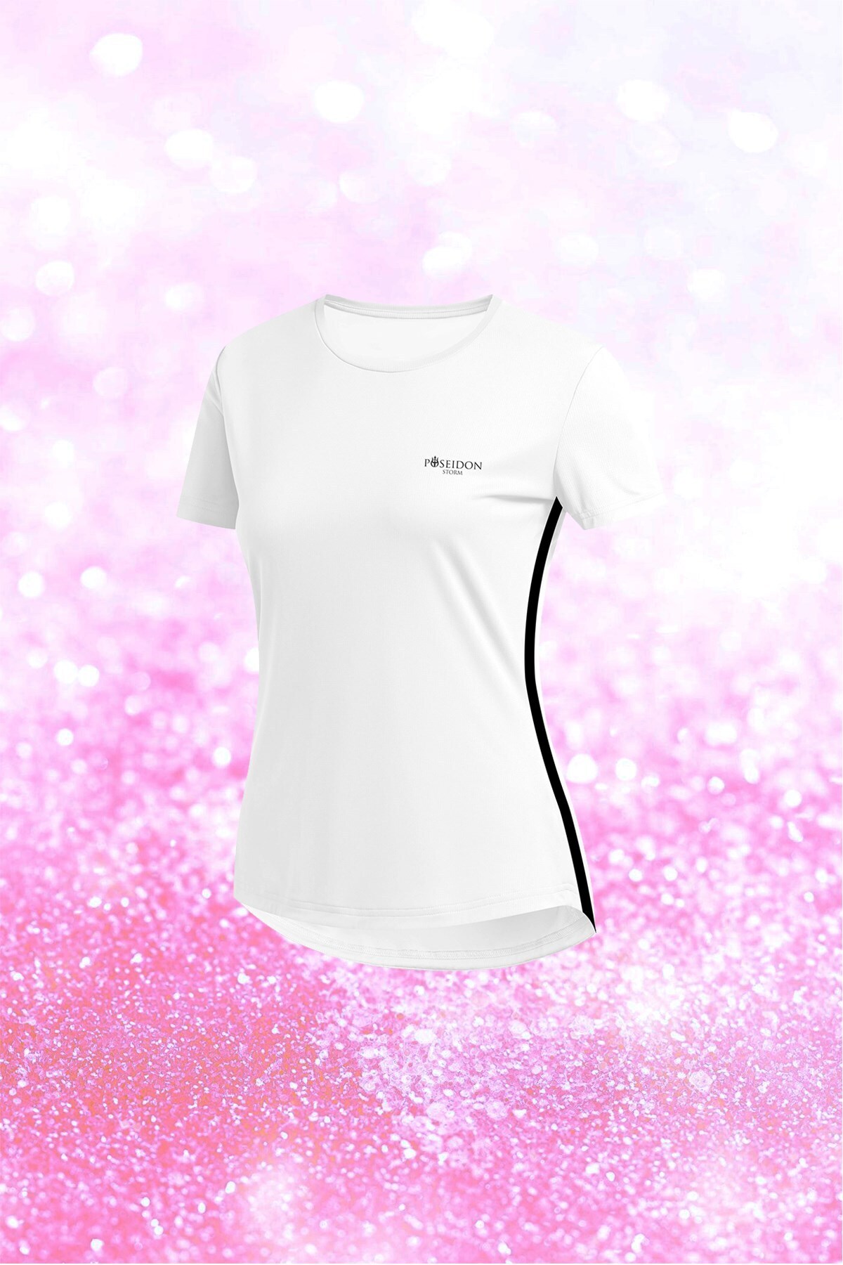 پوزایدون استورم تی‌شرت آستین کوتاه زنانه سایز بزرگ سفید درای‌فیت، یقه گرد ساده، سایز ۴XL-10XL