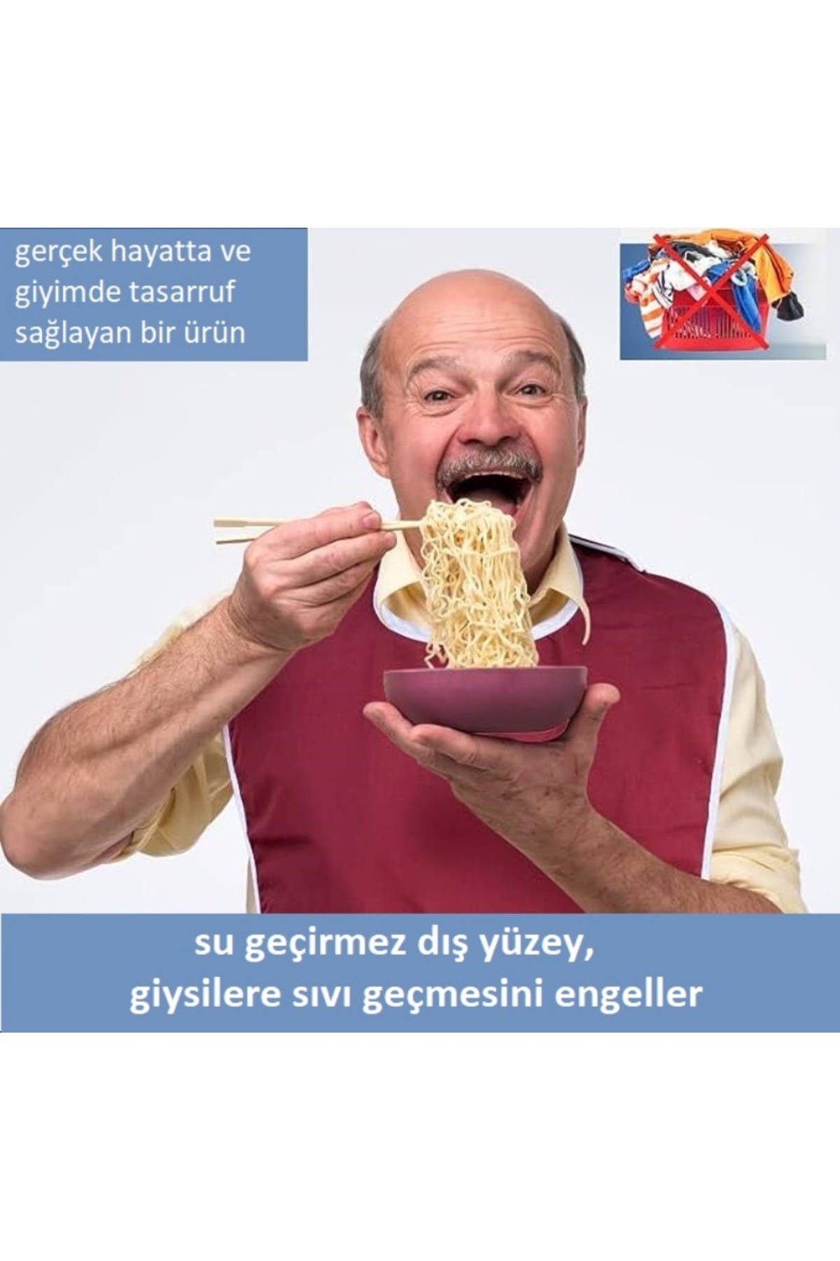 h.t sağlık Yıkanabilir Hasta Yemek/mama Önlüğü Yetişkin Cırtlı-cepli fotoğrafı 4 (önizleme)