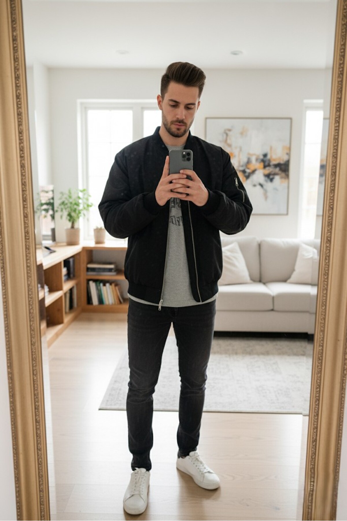 Ceylen Oversize Fermuarlı Bomber Ceket görsel 2