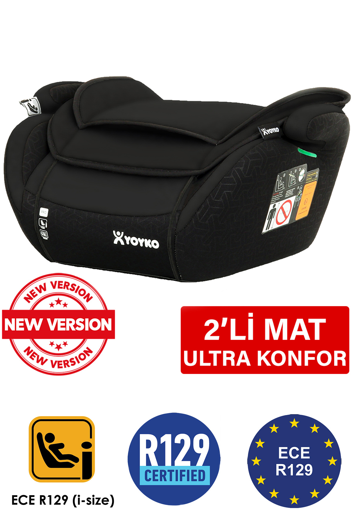 yoykoshop Yoyko 15-36 Kg Oto Koltuğu Yükseltici i-Size Premium Booster Siyah