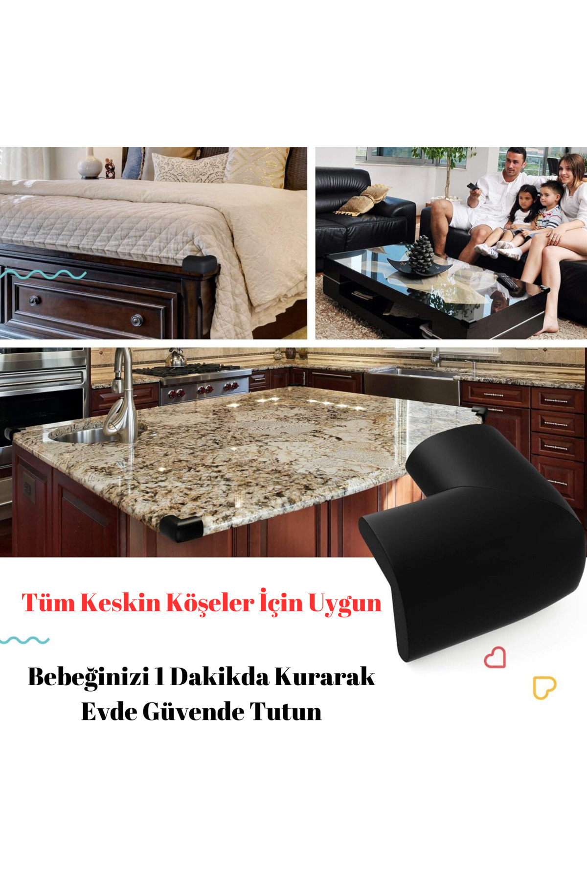 Miningaa 4 Adet Köşe Koruyucu Yastık Saf Kauçuk Masa Sehpa Kenar Köşe Koruyucu Çocuk Bebek Emniyet Koruma fotoğrafı 4 (önizleme)