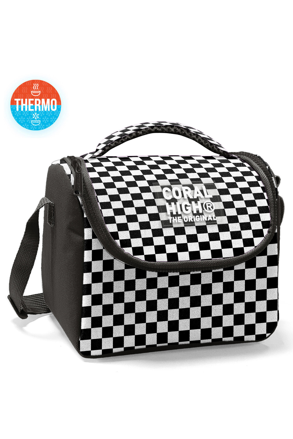 Coral High Kids Siyah Beyaz Dama Desenli Thermo Beslenme Çantası 22777