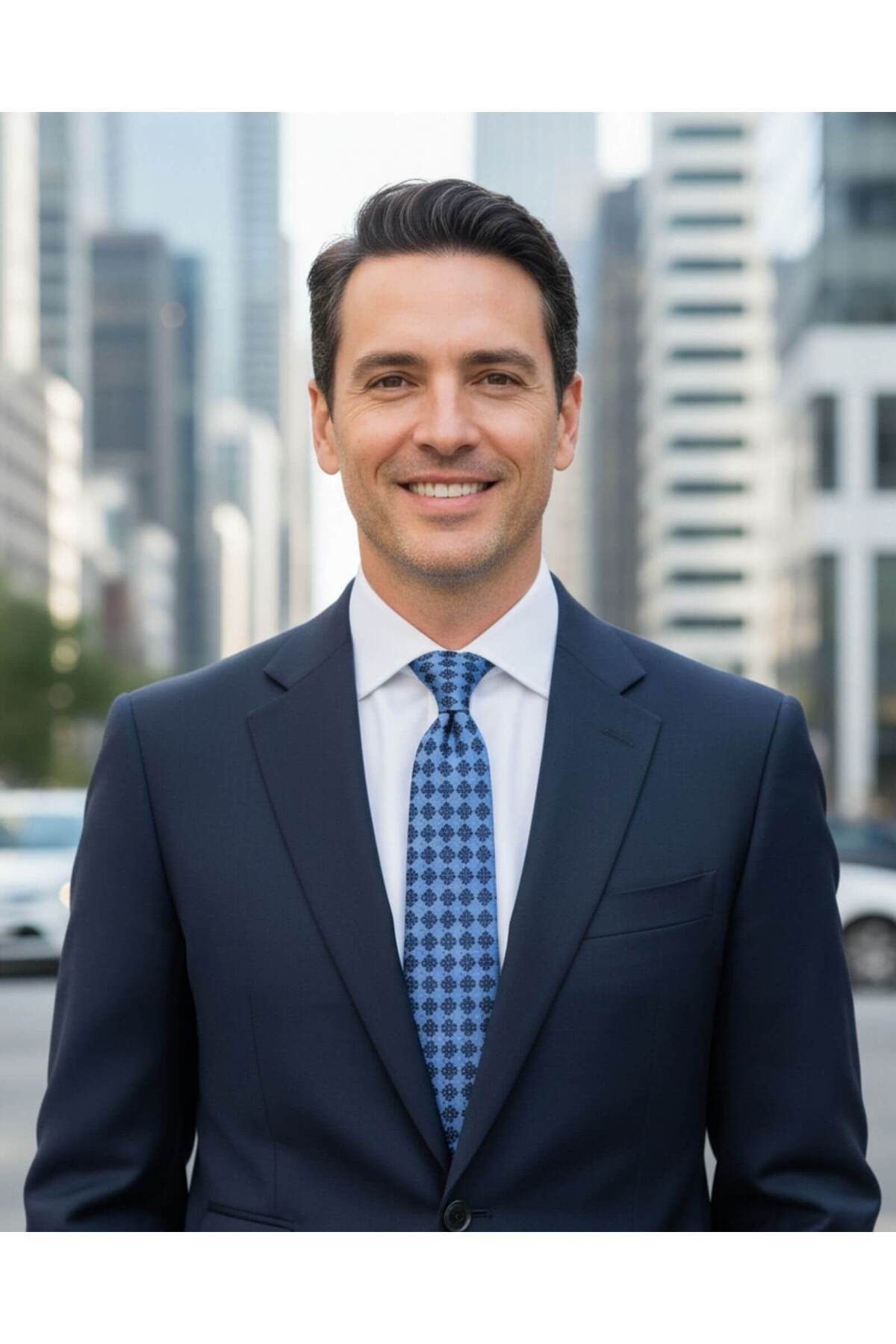  کراوات کلاسیک طرح‌دار هندسی آبی و سرمه‌ای با عرض ۸ سانتی‌متر