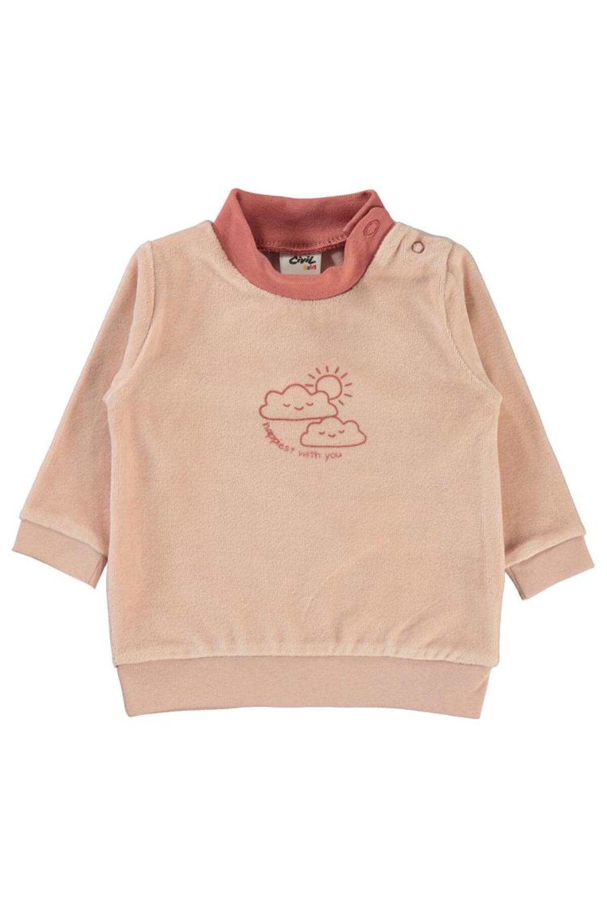 سیویل بیبی سویشرت یقه اسکی طرح ابری برای ۶ تا ۱۸ ماه - سایز پودری ۱۲ تا ۱۸ ماه