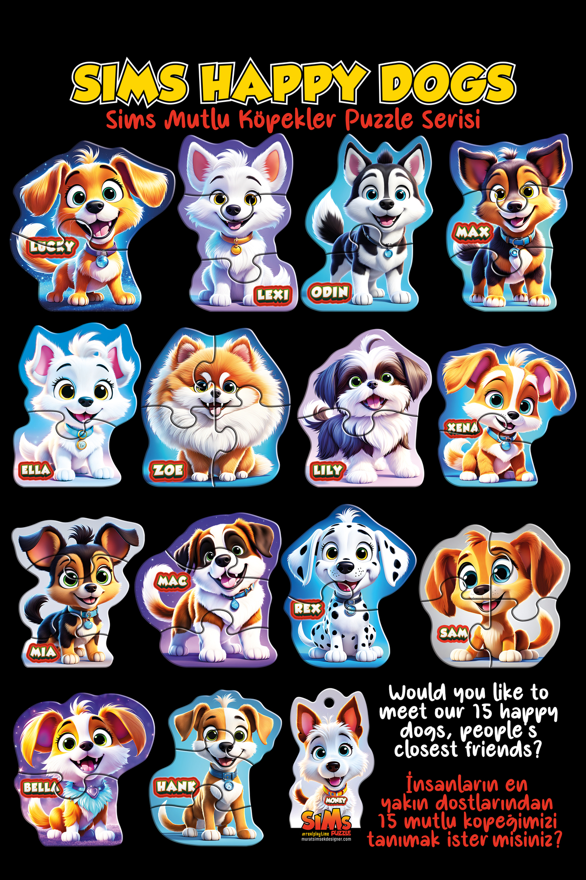 Sims Puzzle Bebekler İçin İlk Puzzle Yapboz Baby Sevimli Köpekler - 1 Yaş Üstü Montessori Eğitici Oyuncak fotoğrafı 5 (önizleme)