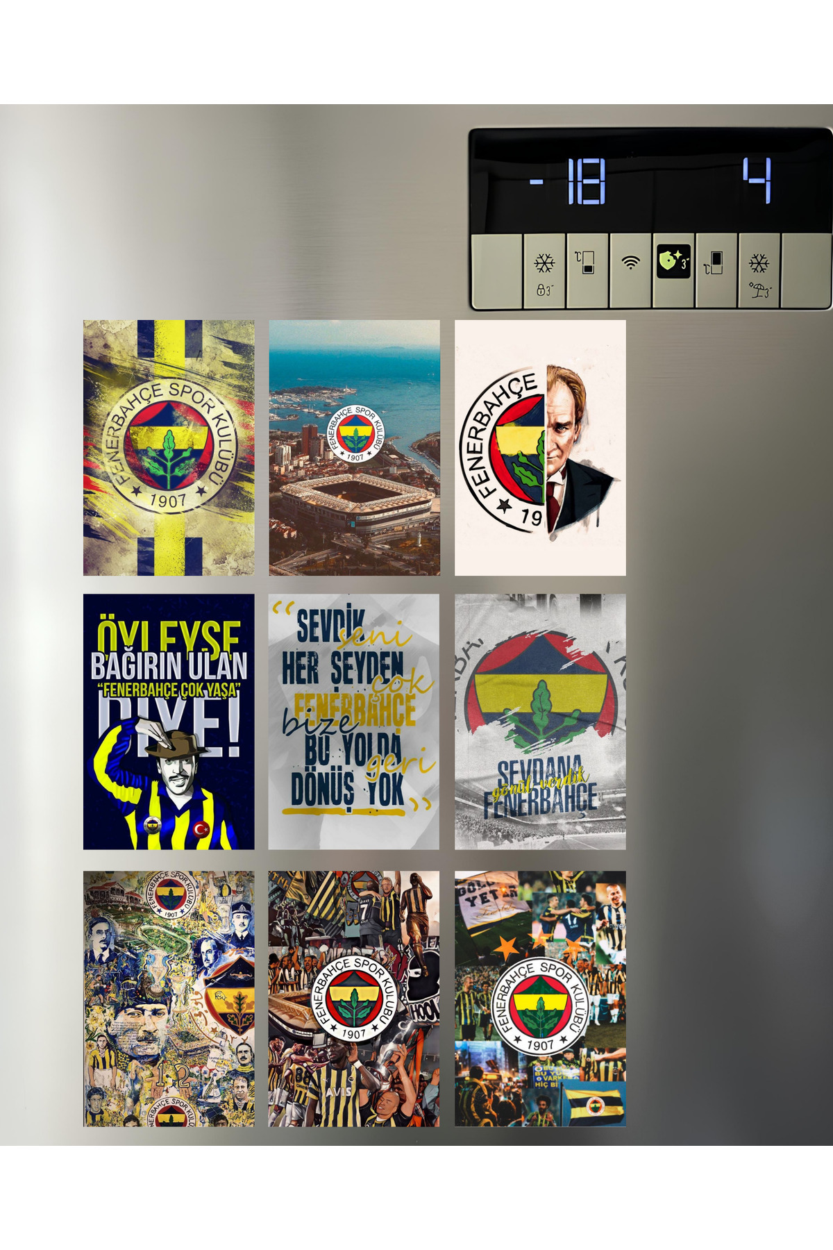 Renkia Studio Fenerbahçe Temalı 9’lu Magnet Seti - Dekoratif Buzdolabı Süsü - Taraftar Hediyesi ve Koleksiyon