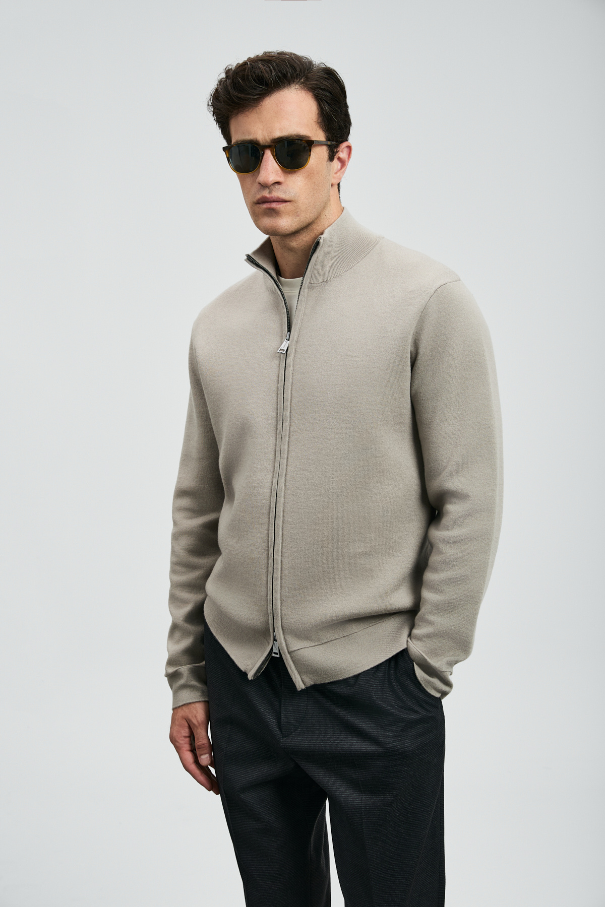 لوفیان ژاکت کش باف پشمی مردانه تروی بژ