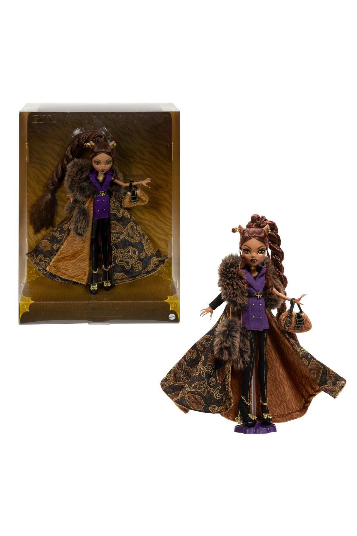 MONSTER HIGH Clawdeen Wolf House of Wolf bebek, Şık kabanı ve özel aksesuarlarıyla JDR66