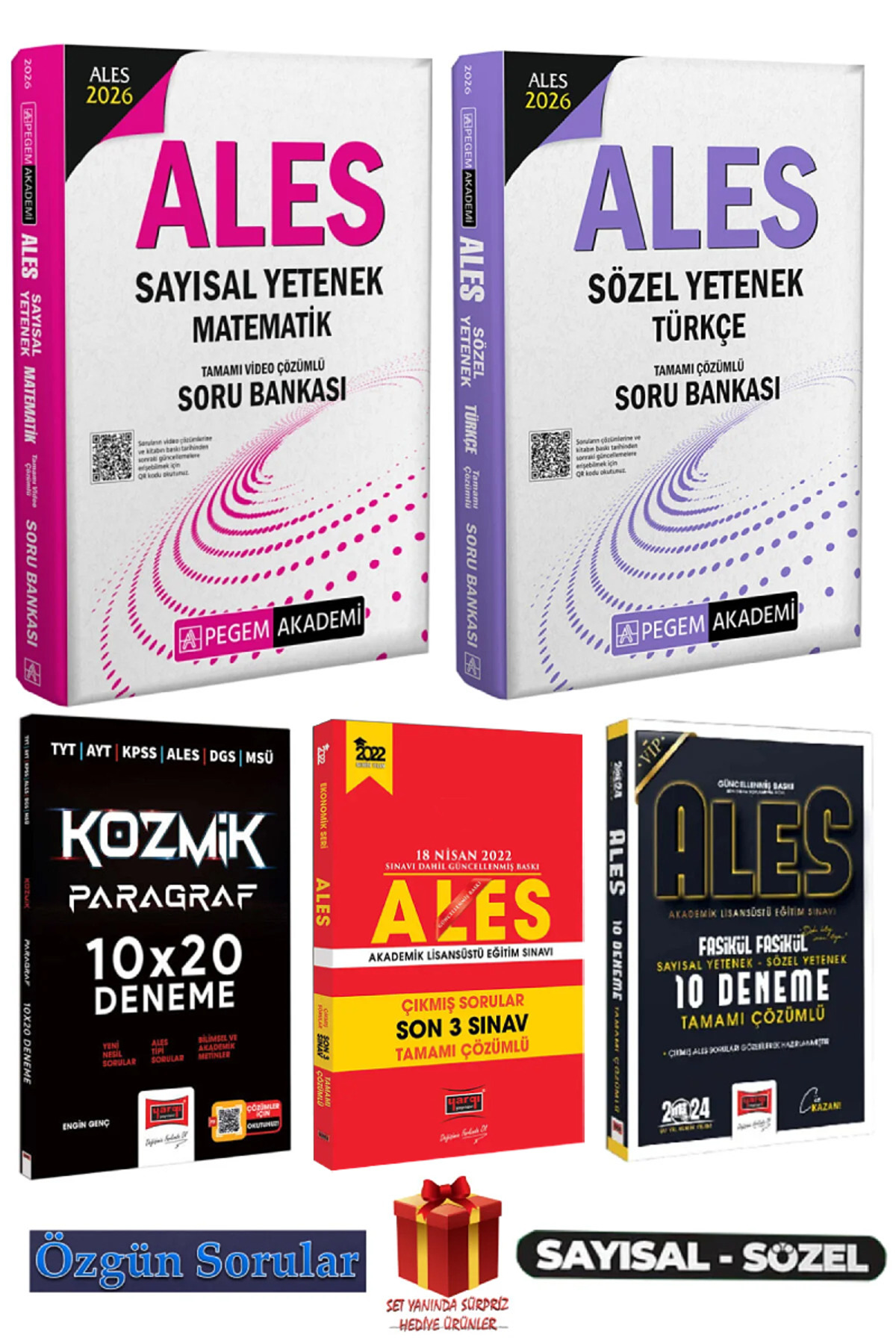 Pegem Akademi Yayıncılık 2026 Pegem Ales Matematik Soru Bankası Türkçe Soru Bankası Yargı Ales Paragraf Deneme Çıkmış Yaprak
