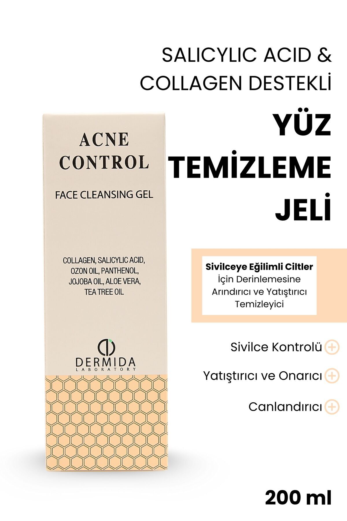 DERMİDA Akne ve Sıvilce Karşıtı, Arındırıcı, Temizleyici, Yüz Temizleme Jeli 200 ml