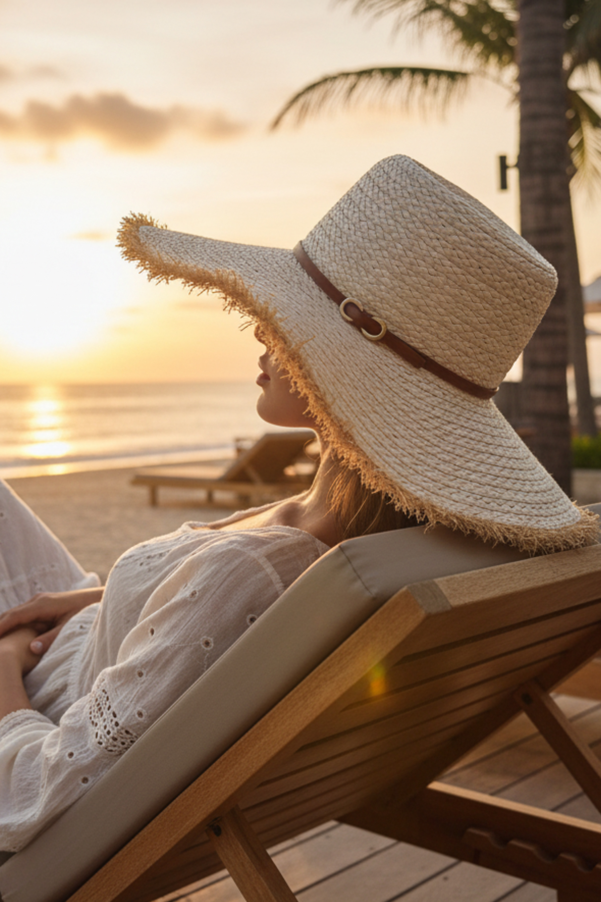 Buckle Leather Striped Thick Wicker Summer Holiday Beach Beach Wide Hat