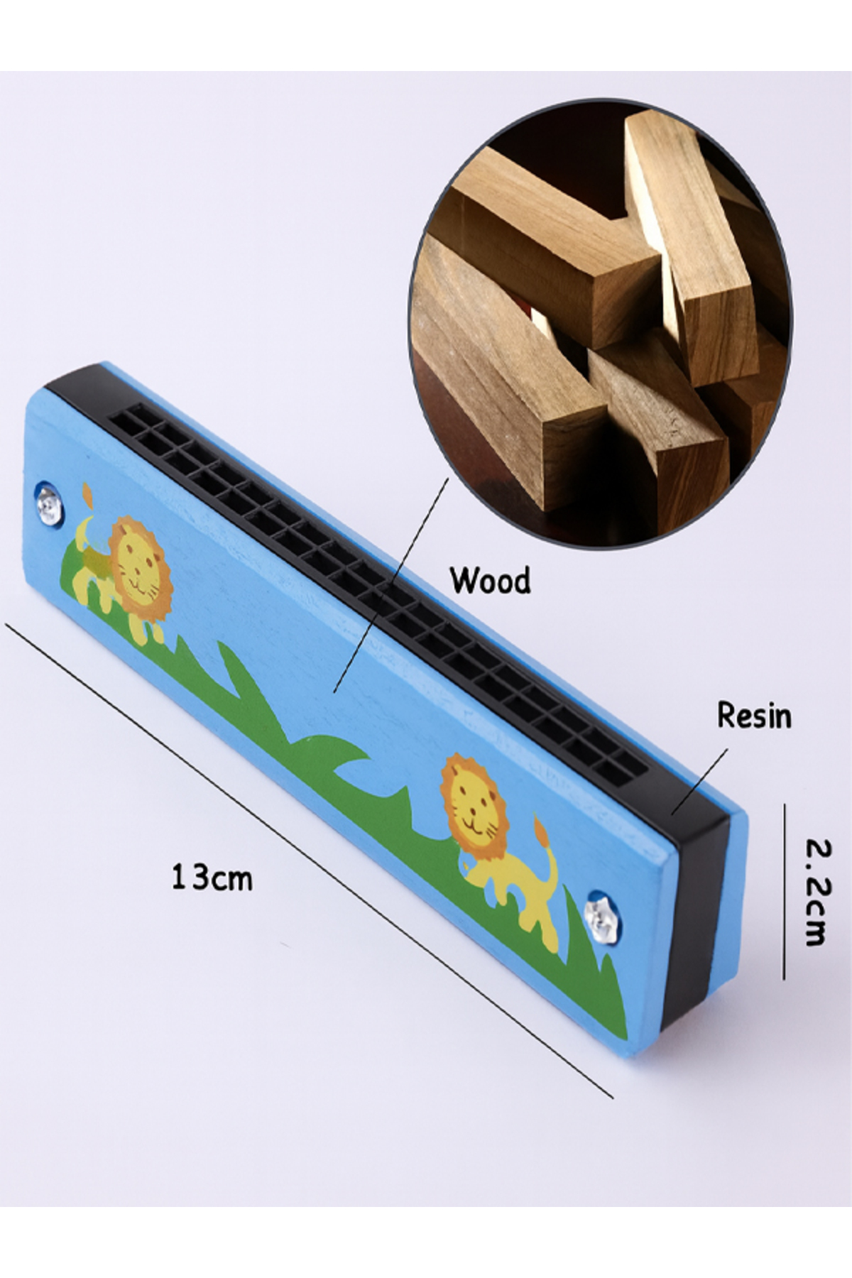 moryconcept Ahşap 16 Delikli Çift Sıralı Renkli Desenli Çocuk Mızıkası fotoğrafı 3 (önizleme)